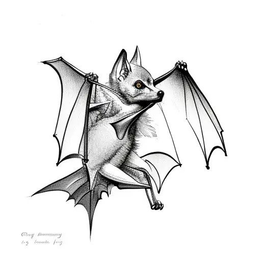 flying fox bat small tattoo design idea