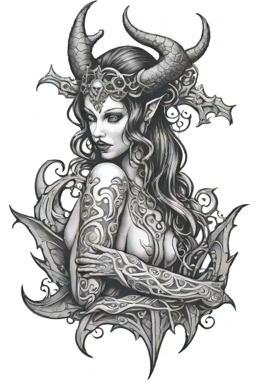 succubus sexy woman body tattoo design idea
