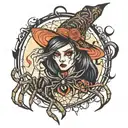 spider witch tattoo design idea