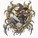 spider witch tattoo design idea