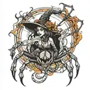 spider witch tattoo design idea