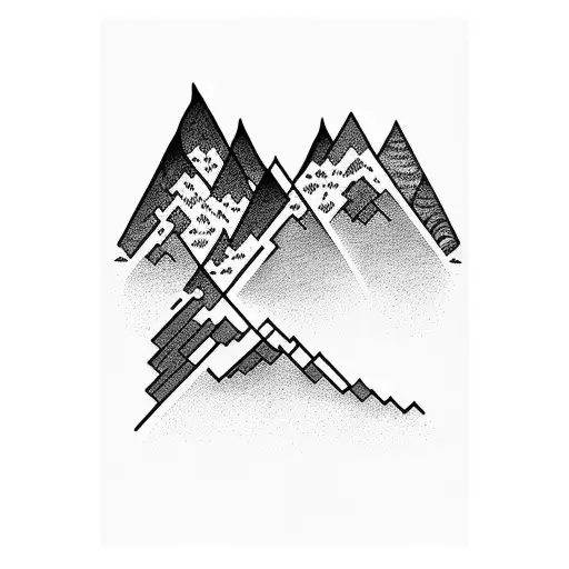 mountain and stream tattoo design idea
