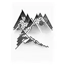 mountain and stream tattoo design idea