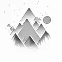 mountain and stream tattoo design idea