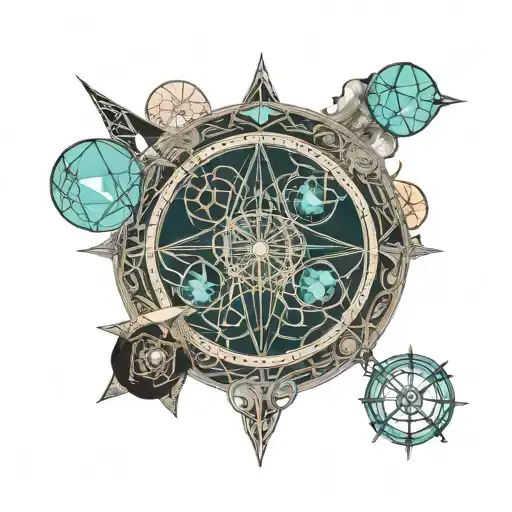 minimalistic lord of the rings mixed with avenged sevenfold, with some aquamarine color, i want it to have clear details tattoo design idea