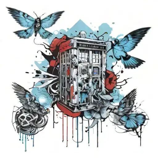 Avenged Sevenfold and Doctor Who with aquamarine souls leaving the earth  tattoo design idea