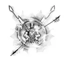 A mystical drawing of a superhero wielding the power of fire and arrows, representing Aries and Sagittarius tattoo design idea