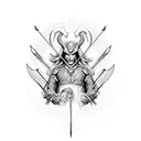 A mystical drawing of a superhero wielding the power of fire and arrows, representing Aries and Sagittarius tattoo design idea