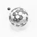 A blackwork tattoo of a soccer ball breaking through a brick wall tattoo design idea