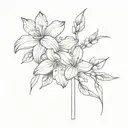 thin cross surrounded by dogwood flowers and Cattleya mossiae flowers tattoo design idea