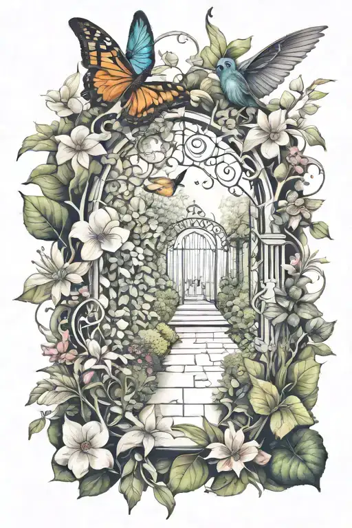 Secret Garden scene tattoo design idea