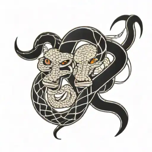 2 snakes forming a Gemini symbol with a 2005 in the middle tattoo design idea