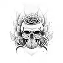 skull with roses and wing tattoo design idea