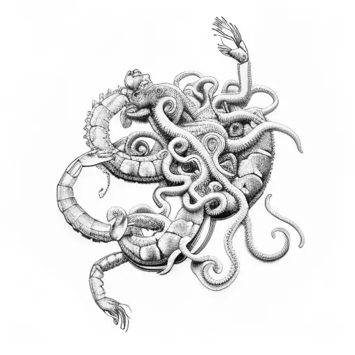 medusa, shrimp tattoo design idea