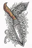 flaming meat cleaver knife tattoo design idea