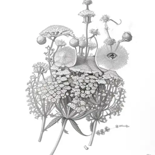 catnip, lady's mantle, st. john's wort, fenugreek, ashwagandha, queen anne's lace tattoo design idea