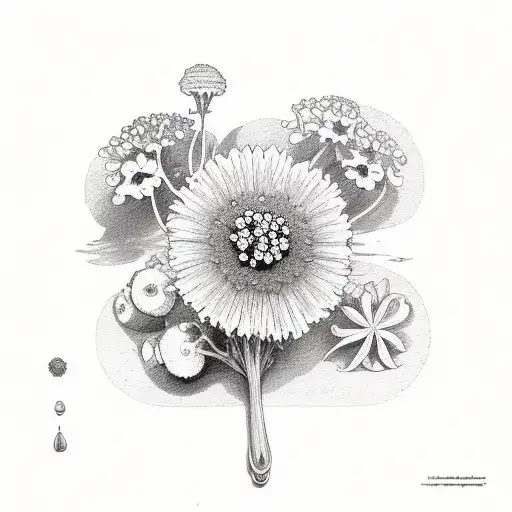 catnip, lady's mantle, st. john's wort, fenugreek, ashwagandha, queen anne's lace tattoo design idea