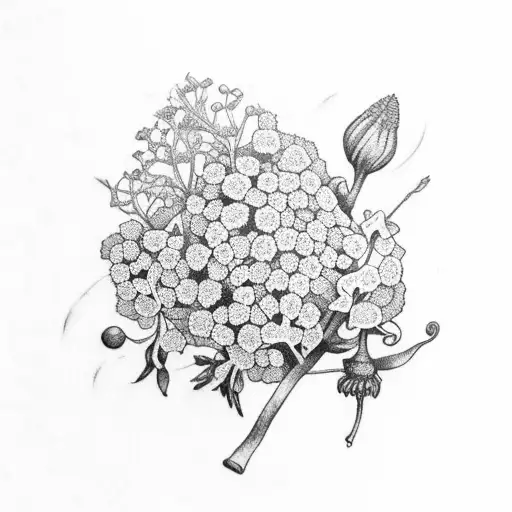 catnip, lady's mantle, st. john's wort, fenugreek, ashwagandha, queen anne's lace sleeve tattoo design idea