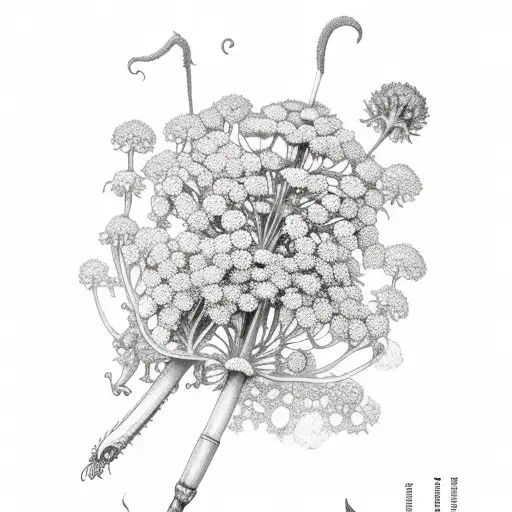 catnip, lady's mantle, st. john's wort, fenugreek, ashwagandha, queen anne's lace sleeve tattoo design idea