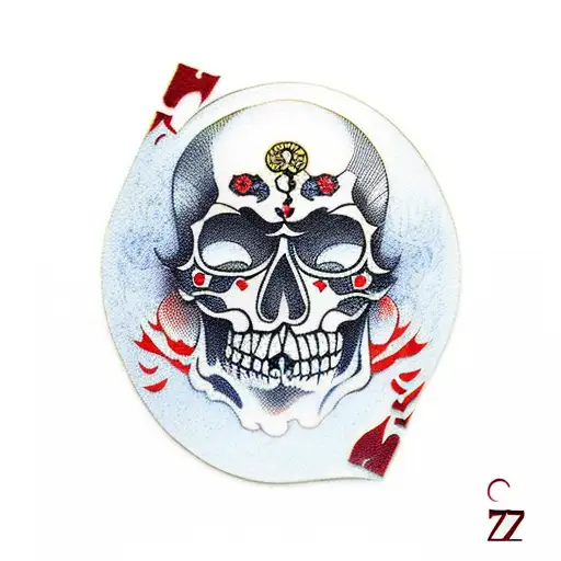 Two ace cards with skulls tattoo design idea