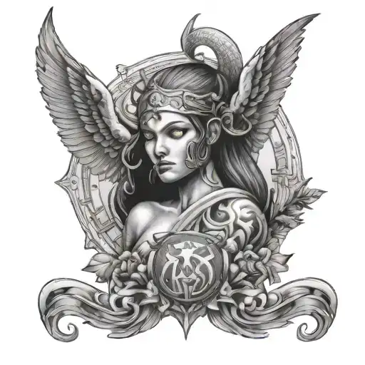 libera, virgo, cancer, tarous and aries zodiac sign tattoo design idea