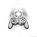 Video game controller with Harry Potter and drama symbols tattoo design idea