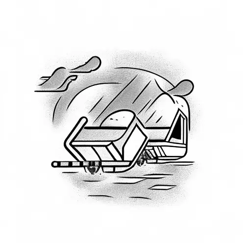 3 guys throwing rocks at a DART train with the letters D E and L on the train tattoo design idea