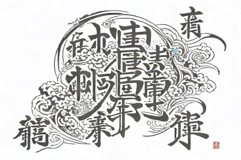 kanji symbols incorporated tattoo design idea