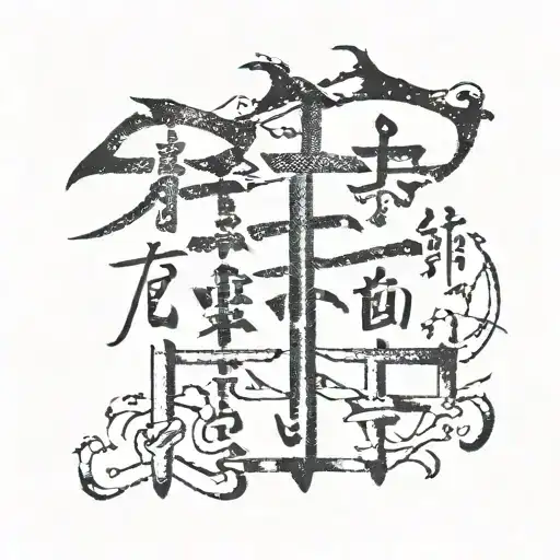 kanji symbols incorporated tattoo design idea