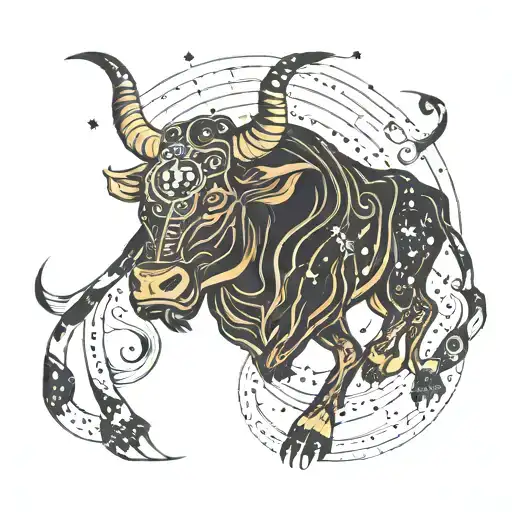 Taurus bull, constellation, glyth tattoo design idea