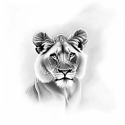 A powerful lioness playing a grand piano tattoo design idea