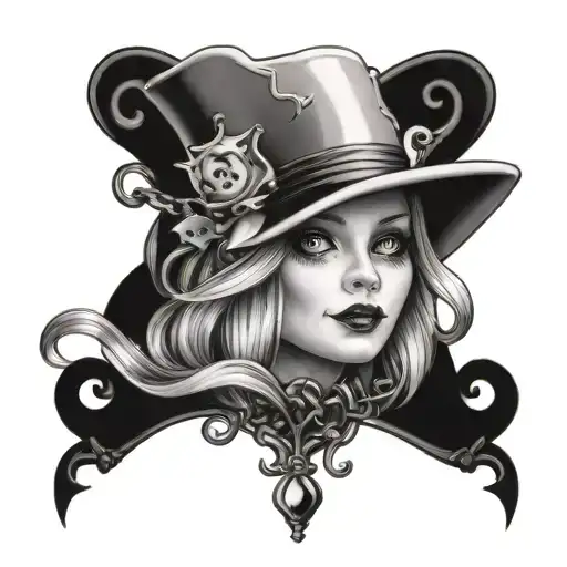 alice in wonderland chained tattoo design idea