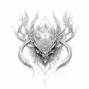 Intricate magical symbols and potions tattoo design idea