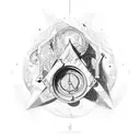 Intricate magical symbols and potions tattoo design idea