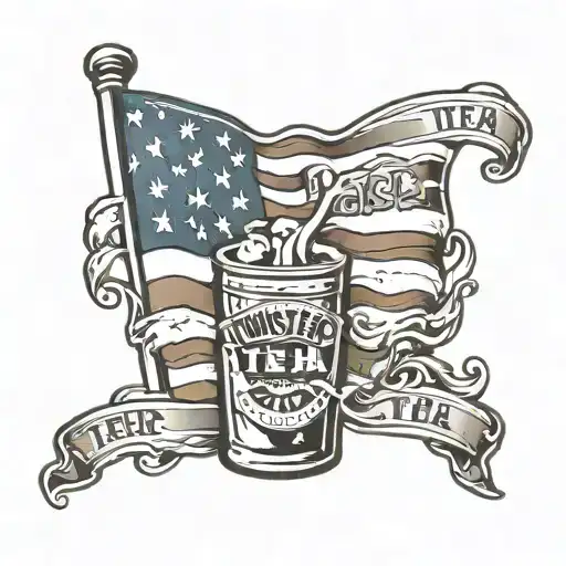 twisted tea with American flag tattoo design idea