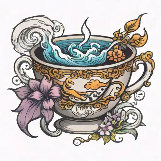 storm in a tea cup tattoo design idea