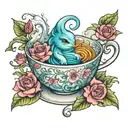 storm in a tea cup tattoo design idea