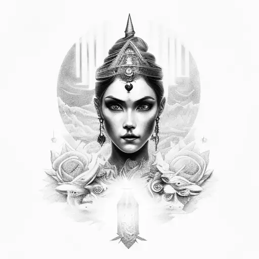 goddess from dark to light  tattoo design idea