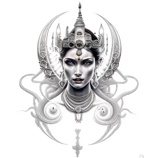 goddess from dark to light  tattoo design idea