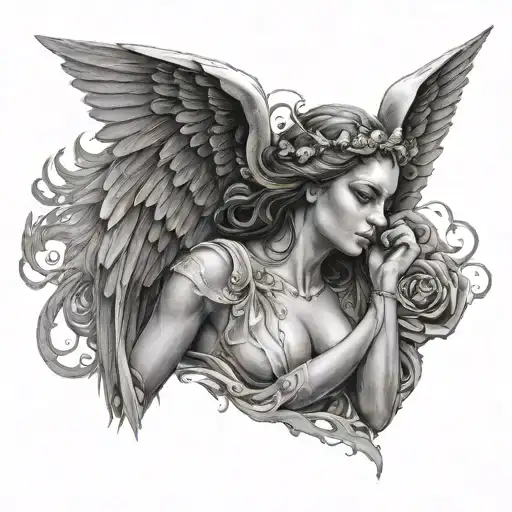 light and dark angel tattoo design idea