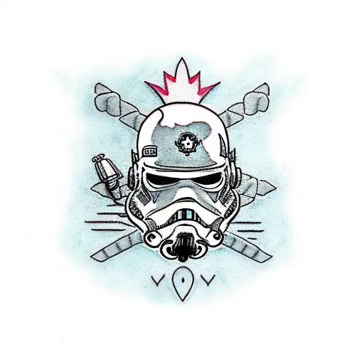 A tattoo with references to The Simpsons, The Witcher, Star Wars and music tattoo design idea