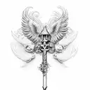  Cross with wings and rose saying rip in the middle  tattoo design idea