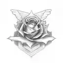  Cross with wings and rose saying rip in the middle  tattoo design idea