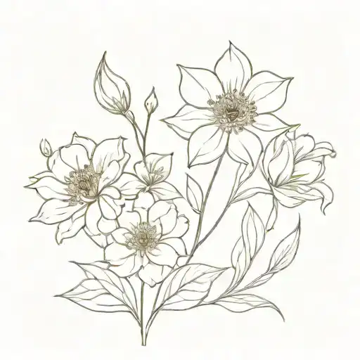 birth flowers for January, April, July. October and November   tattoo design idea