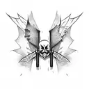 skeleton with bat wings tattoo design idea