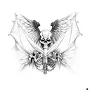 skeleton with bat wings tattoo design idea