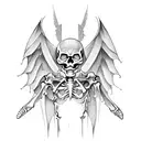 skeleton with bat wings tattoo design idea