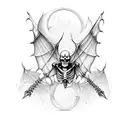 skeleton with bat wings tattoo design idea