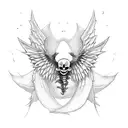 skeleton with bat wings tattoo design idea
