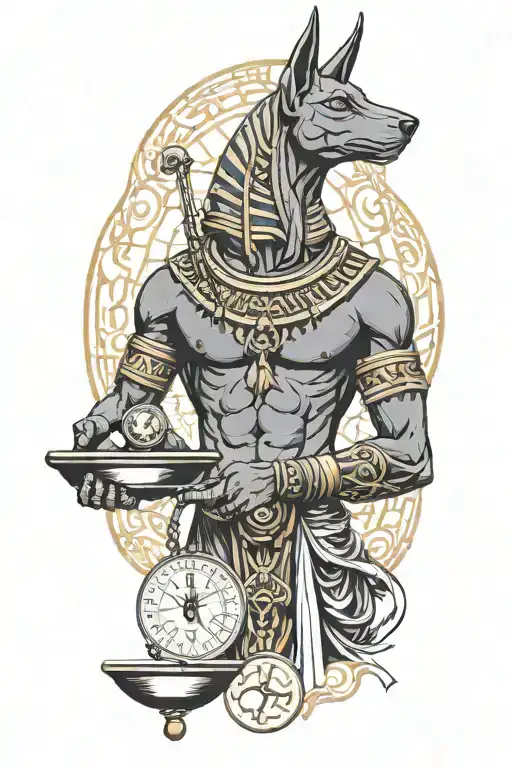 Anubis holding a scale tattoo design idea